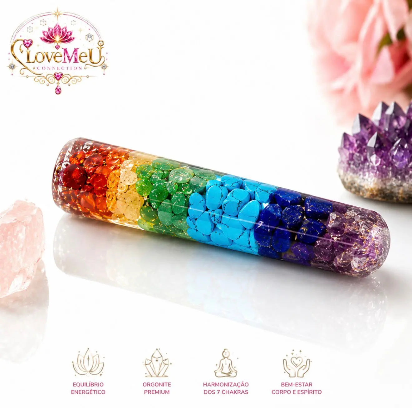 Bastão de Orgonite dos 7 Chakras