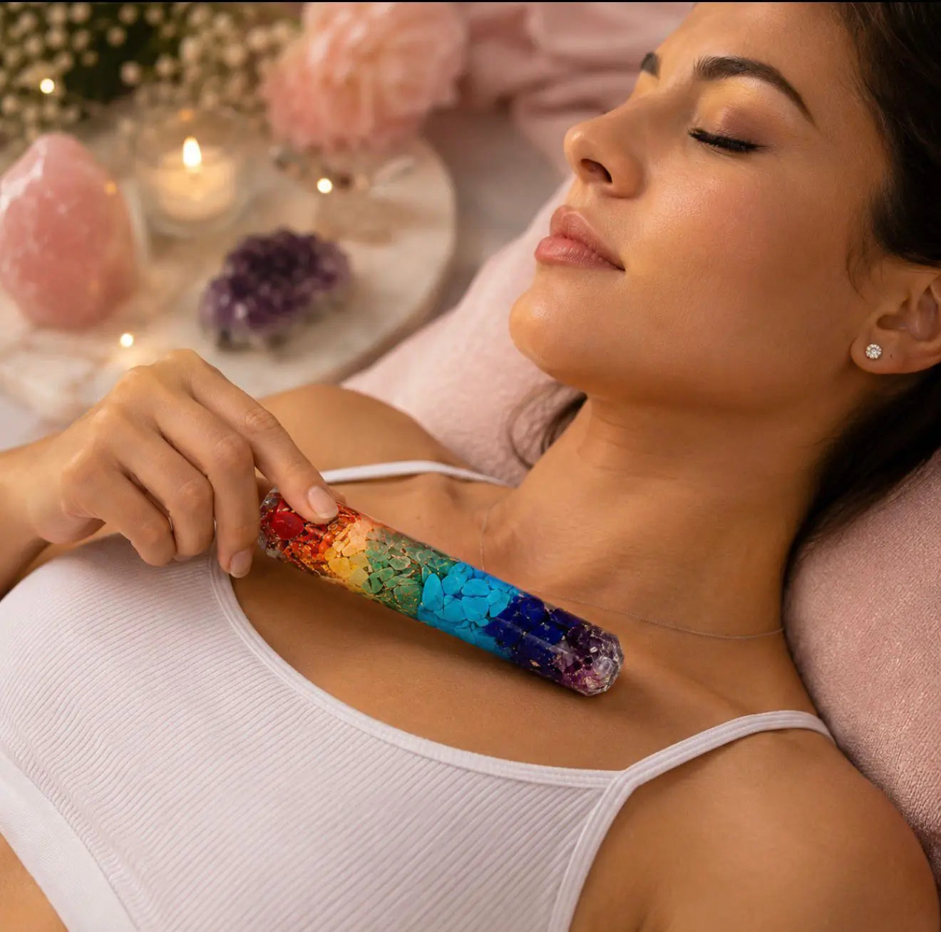 Bastão de Orgonite dos 7 Chakras