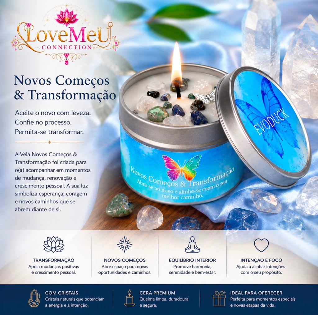 🦋 Vela Novos Começos & Transformação com Cristais