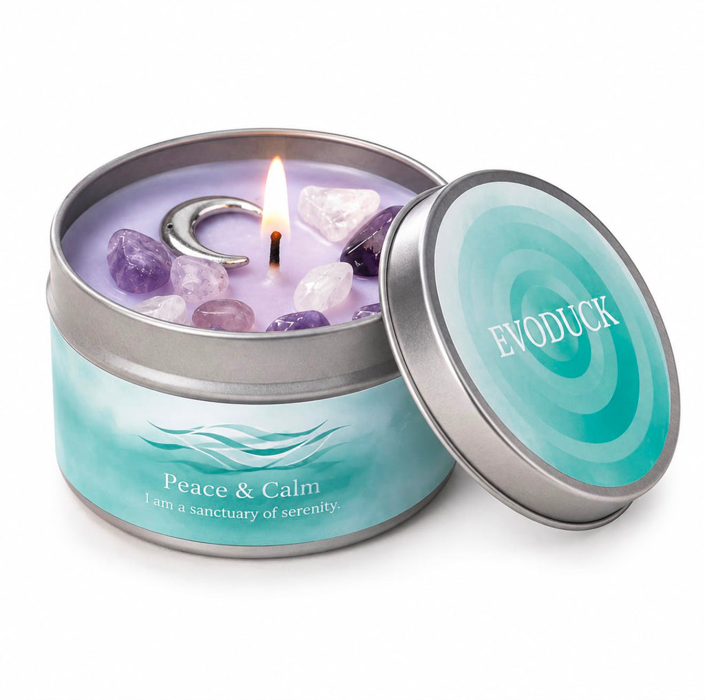 Vela Paz & Calma com Cristais — Lavanda & Camomila