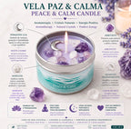 Vela Paz & Calma com Cristais — Lavanda & Camomila
