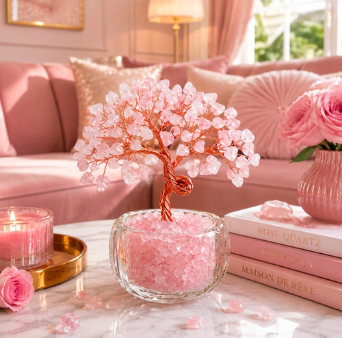 🌸 Árvore da Vida Rosa — Amor, Harmonia & Energia Positiva- Quartzo Rosa.