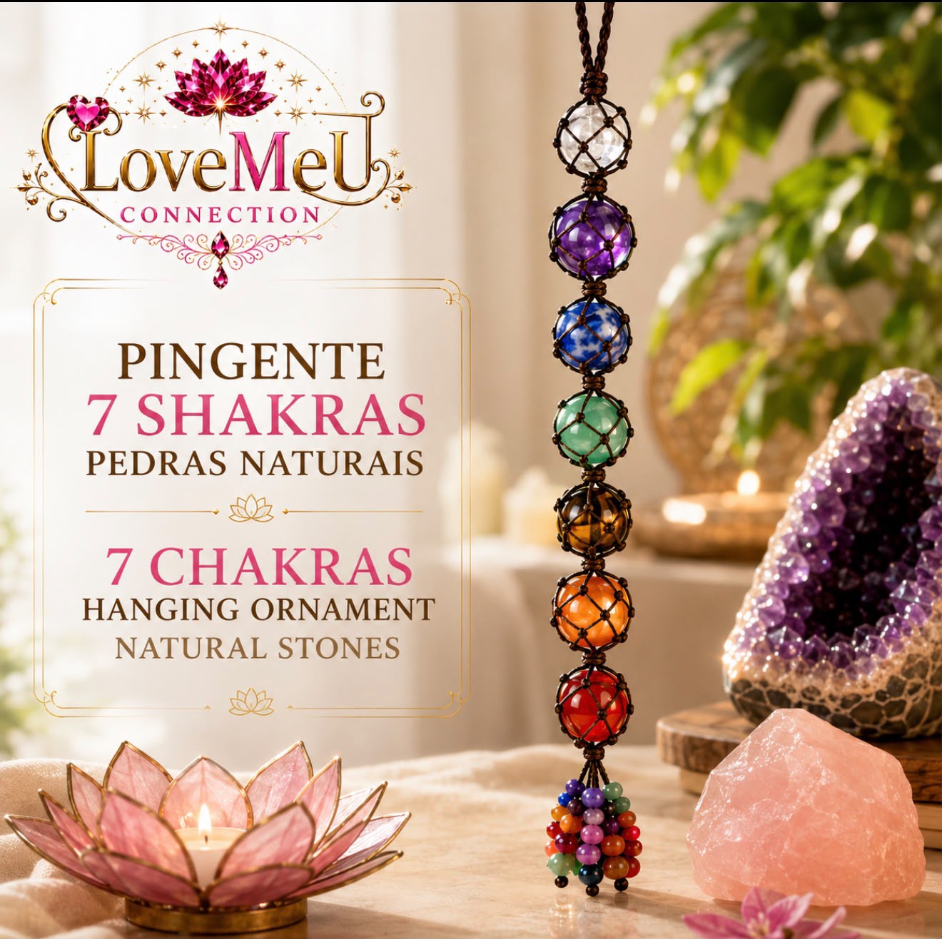 Pingente de Pedras Naturais dos 7 Chakras