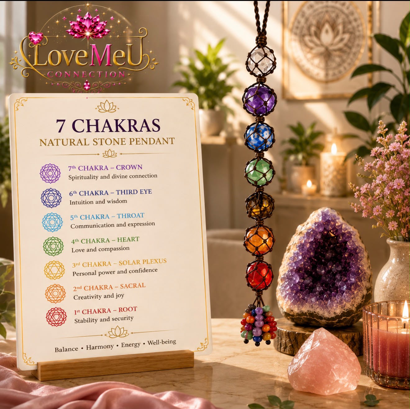 Pingente de Pedras Naturais dos 7 Chakras