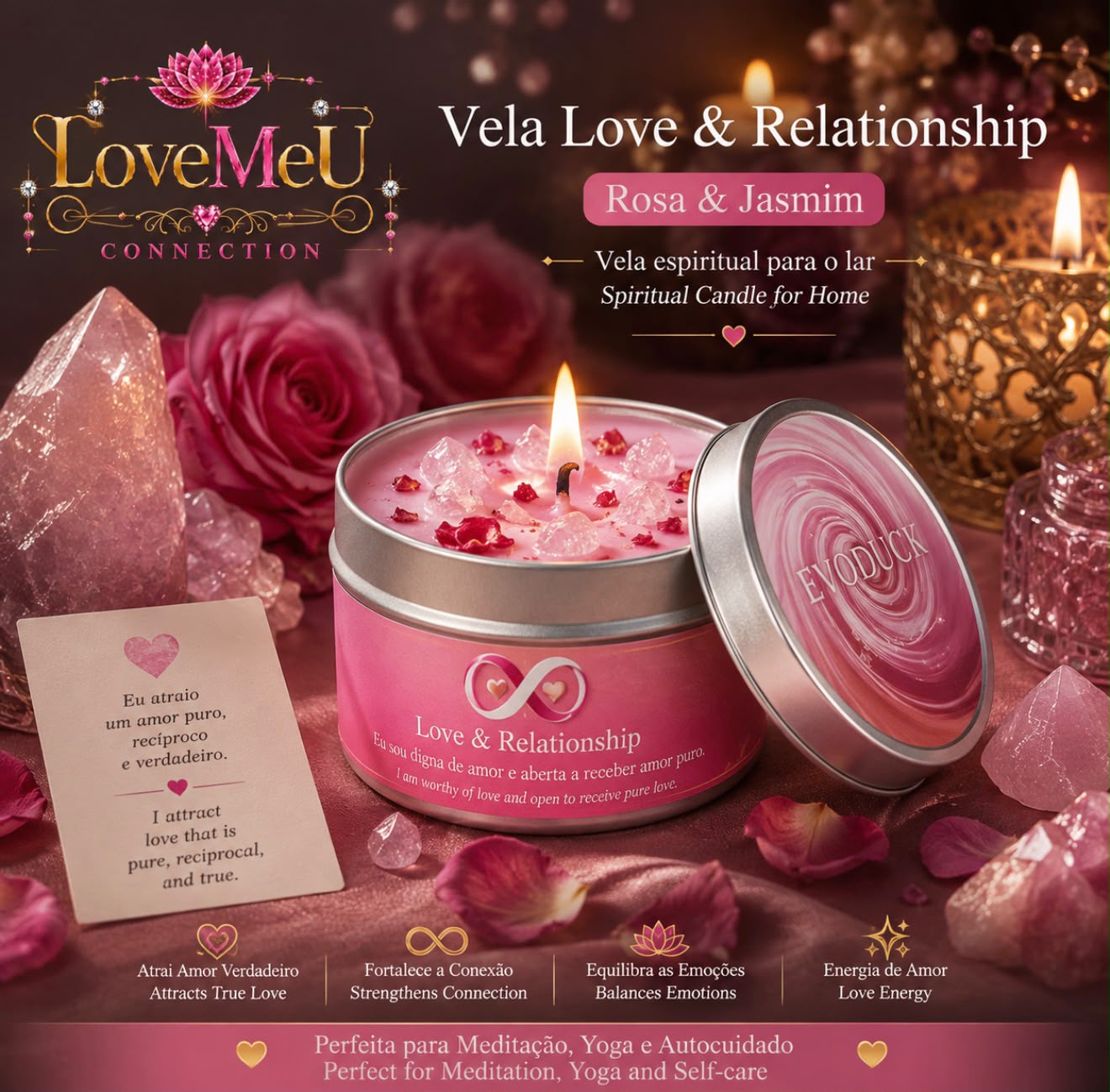 Vela Espiritual Love & Relationship — Rosa & Jasmim