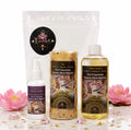 Kit Luxo e Prosperidade com spray ambientador, vela e banho líquido Atrai Prosperidade, fundo branco