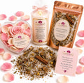Kit Renascer com pétalas perfumadas, vela espiritual e banho anti depressão, isolado em fundo branco