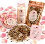 Kit Renascer com pétalas perfumadas, vela espiritual e banho anti depressão, isolado em fundo branco