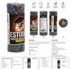Infográfico em português do Velão com Ervas Estudos, com composição e modo de utilização